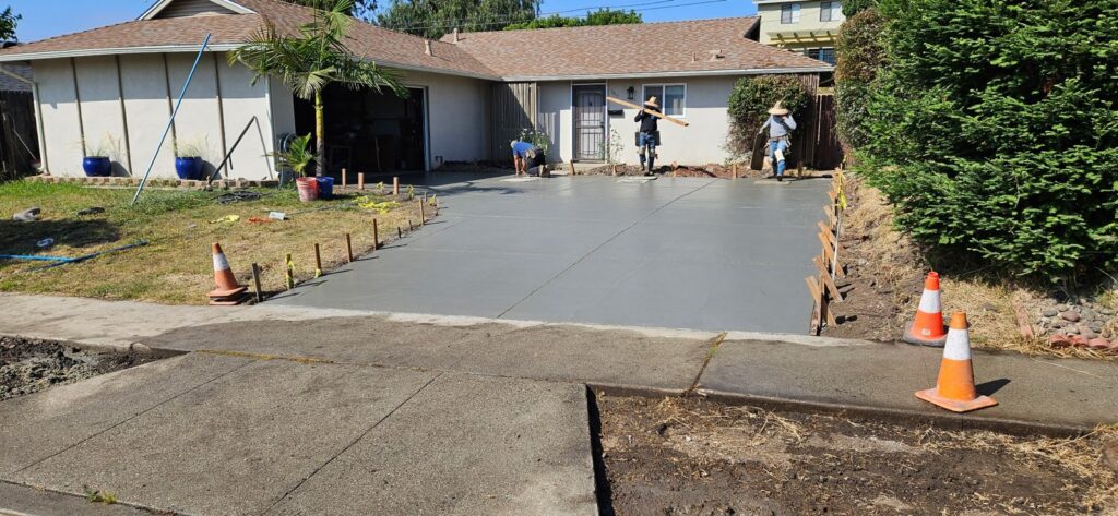 New concrete driveway installation curing in Thousand Oaks, CA