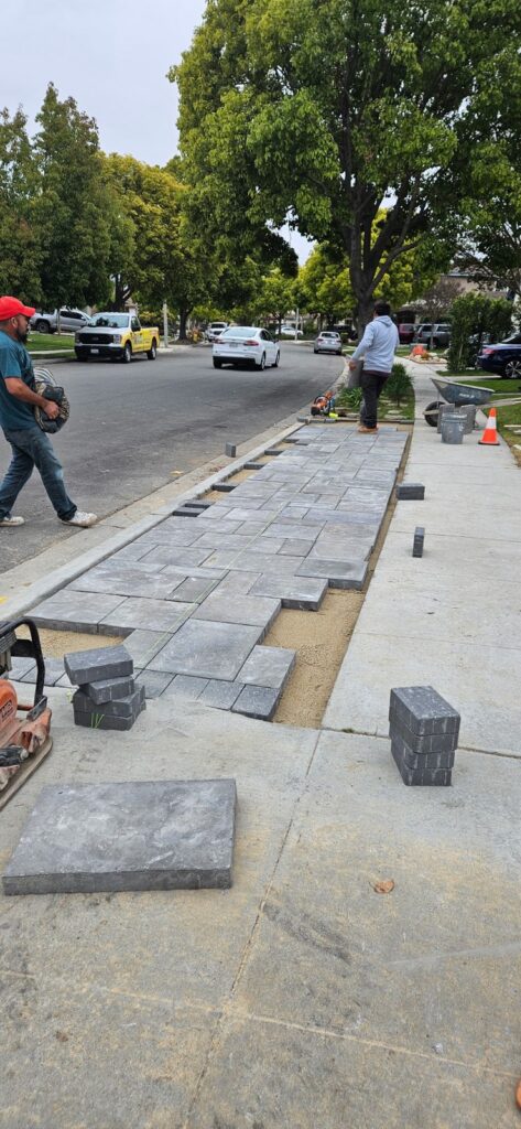 VenCo Construction crew arriving at a paver project site in Thousand Oaks, CA